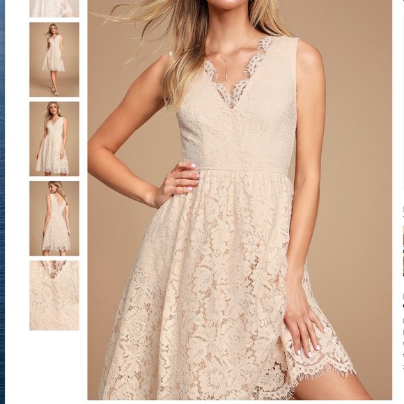 Lulu's Love Swept Blush Lace Midi Skater Dress - Picture 1 of 13